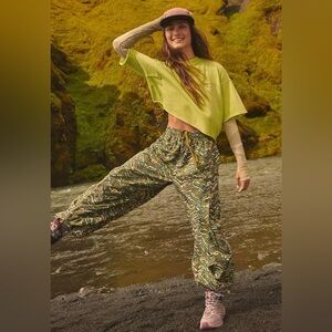 Free People Movement Zephyr Printed Pants Army Green